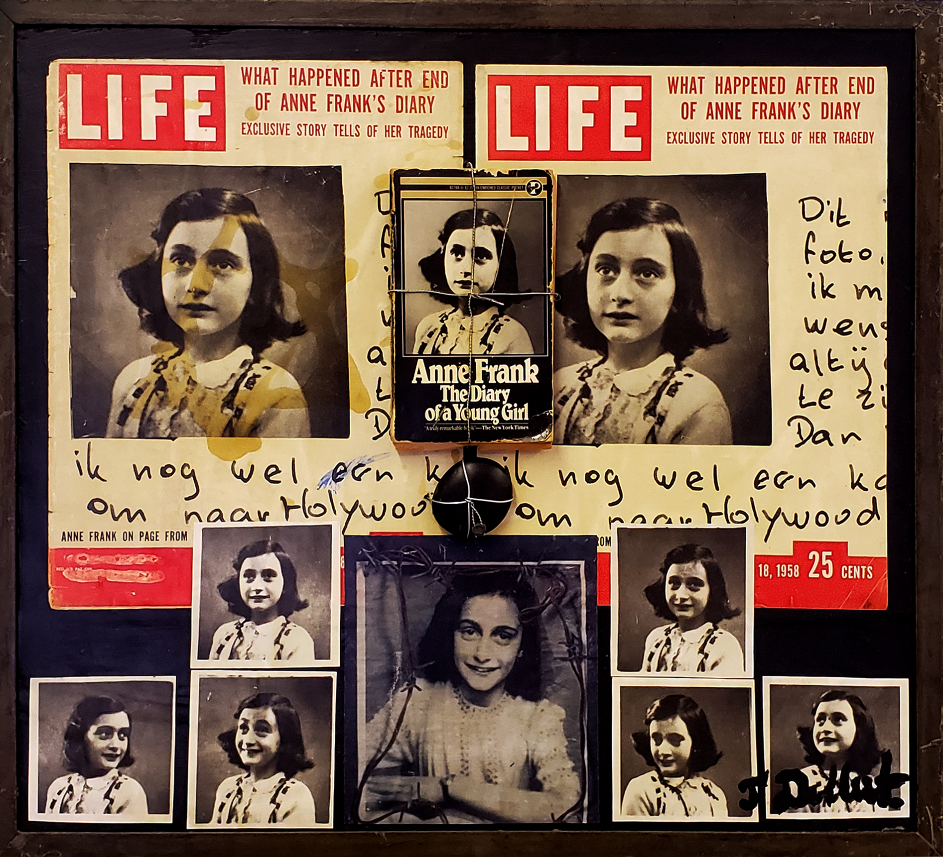 The Diary of Anne  Collage on wood  60 x 57 cm 
